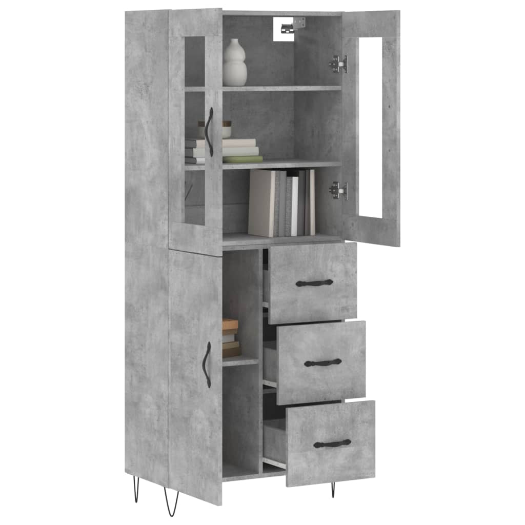 Visoka komoda siva betona 69,5x34x180 cm od konstruiranog drva