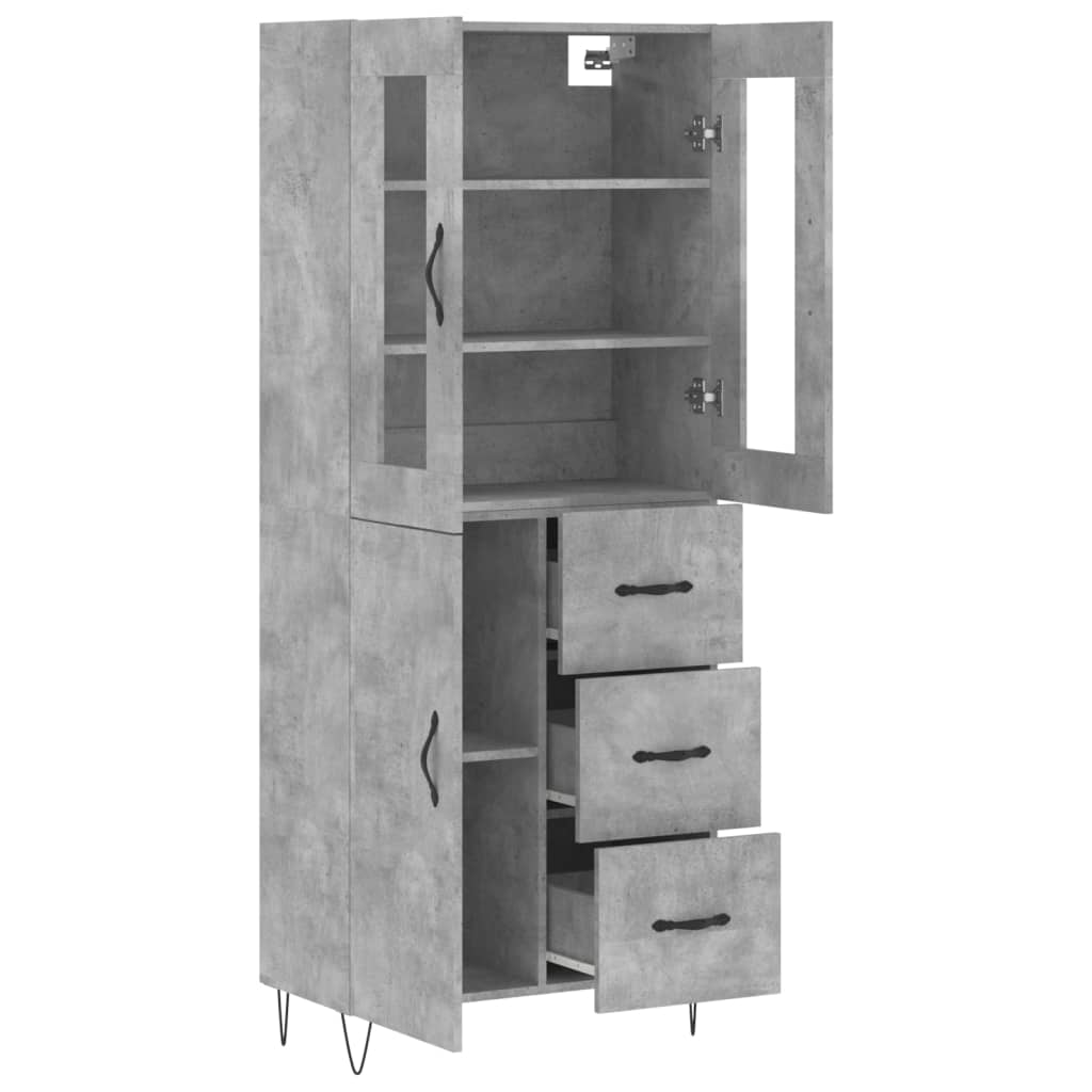 Visoka komoda siva betona 69,5x34x180 cm od konstruiranog drva