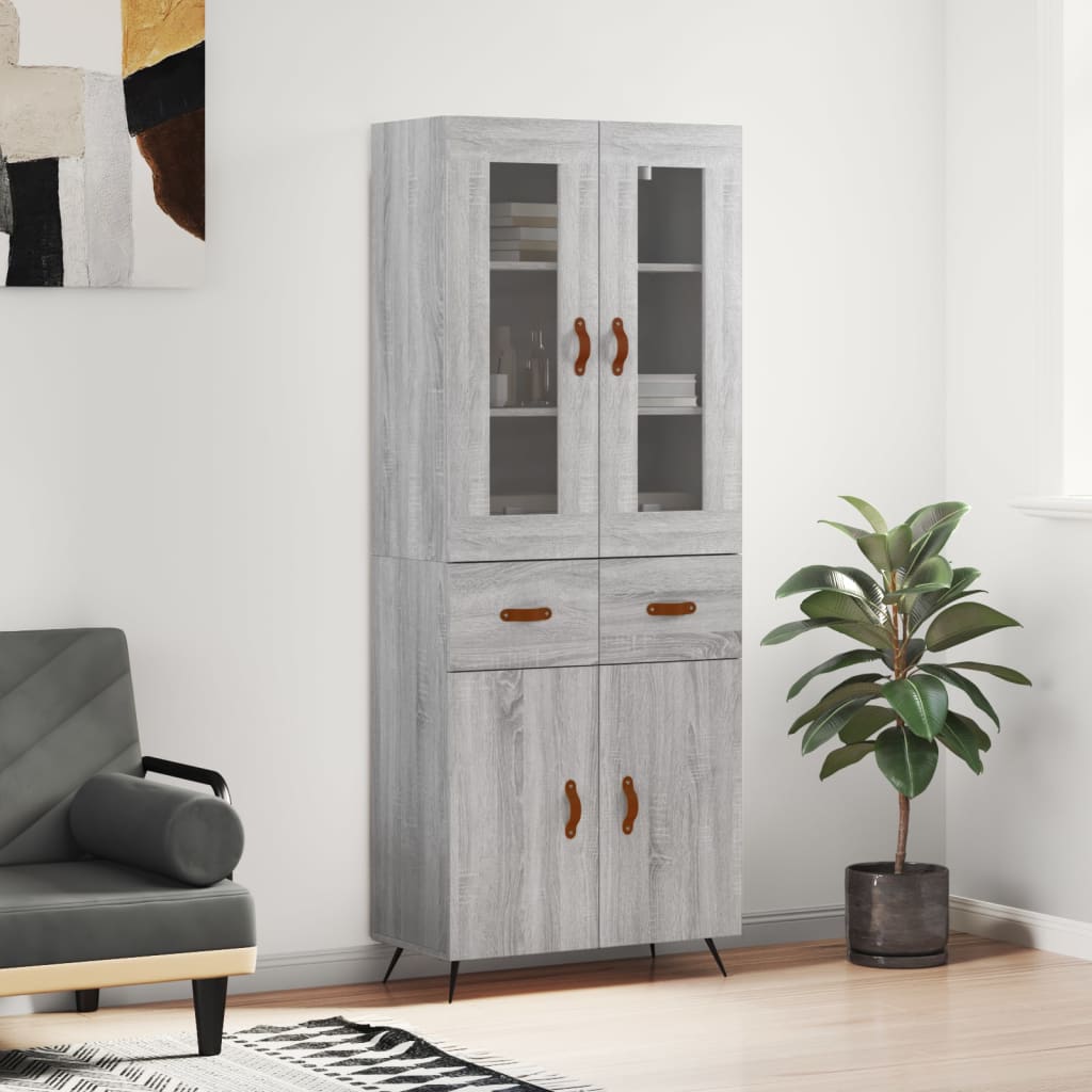 Visoka komoda siva sonome 69,5x34x180 cm od konstruiranog drva