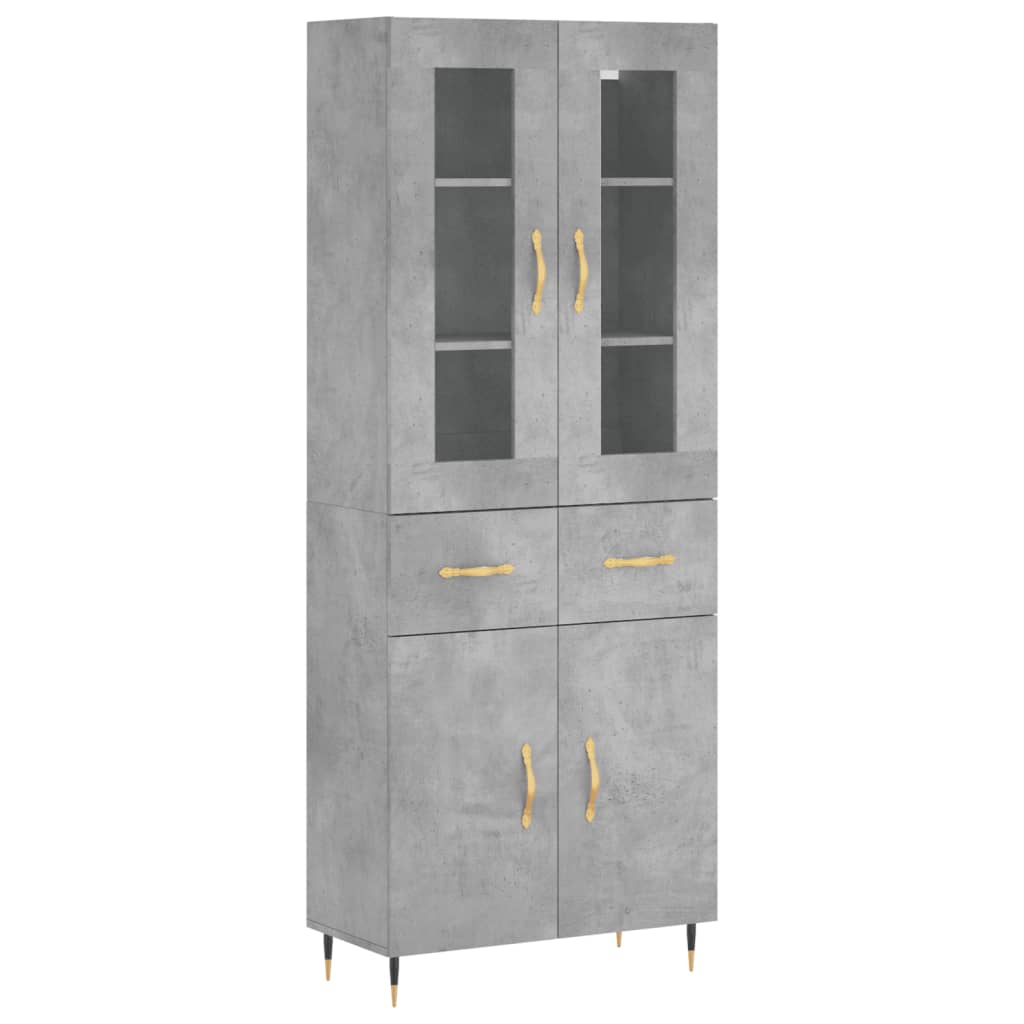Visoka komoda siva betona 69,5x34x180 cm od konstruiranog drva