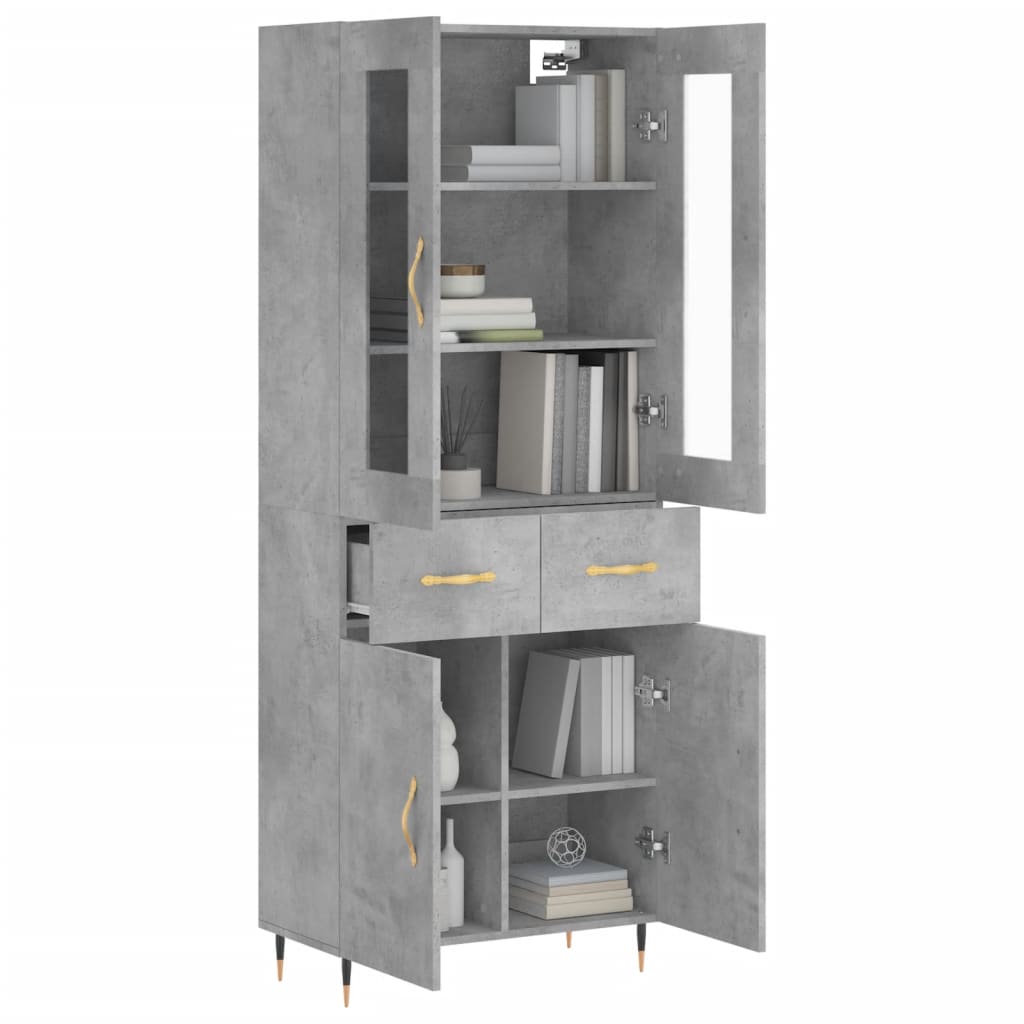 Visoka komoda siva betona 69,5x34x180 cm od konstruiranog drva