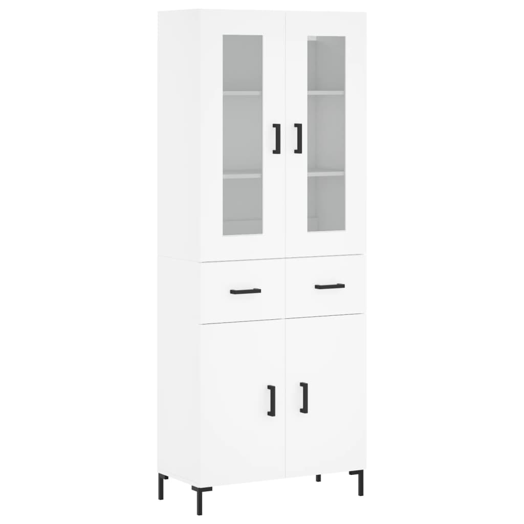 Visoka komoda bijela 69,5x34x180 cm konstruirano drvo