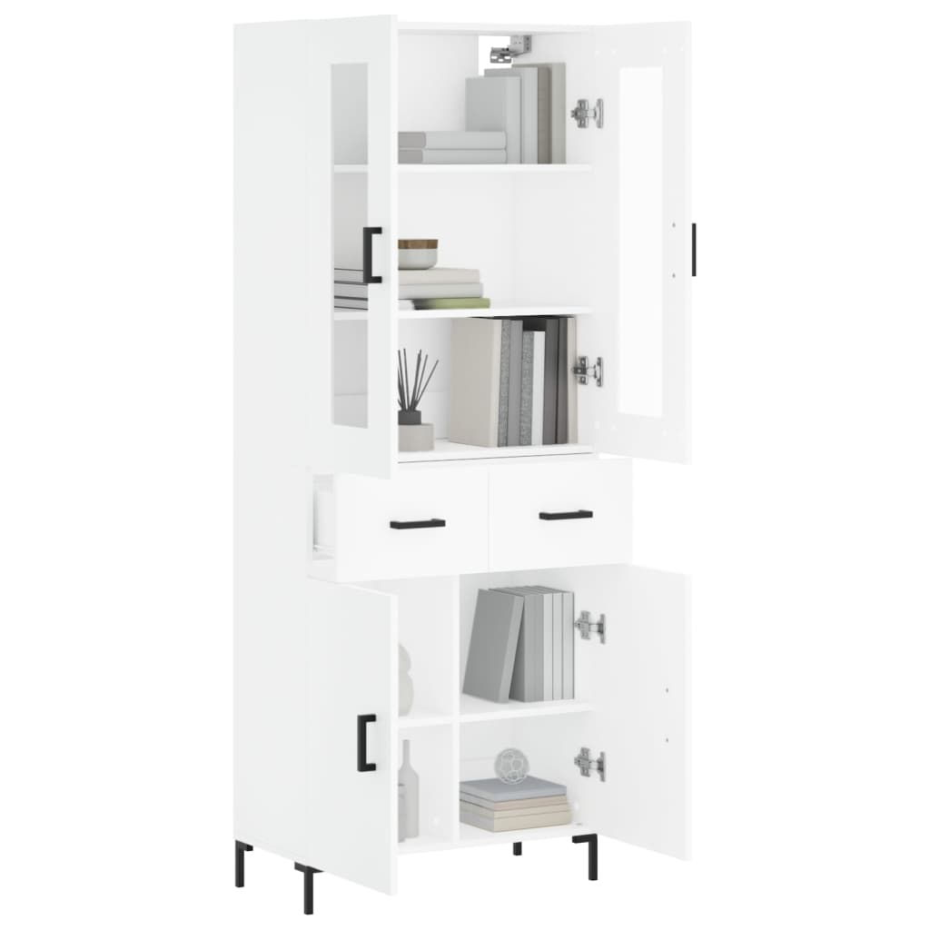 Visoka komoda bijela 69,5x34x180 cm konstruirano drvo