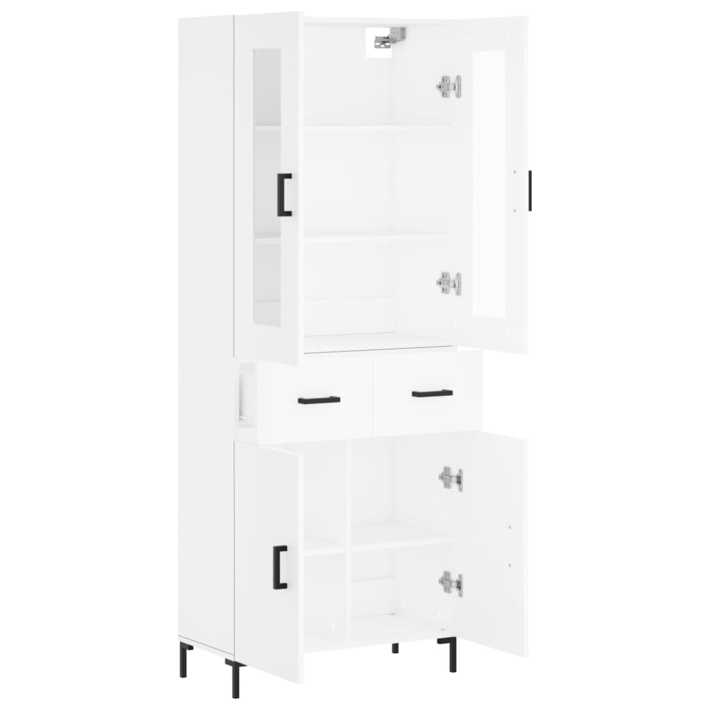 Visoka komoda bijela 69,5x34x180 cm konstruirano drvo