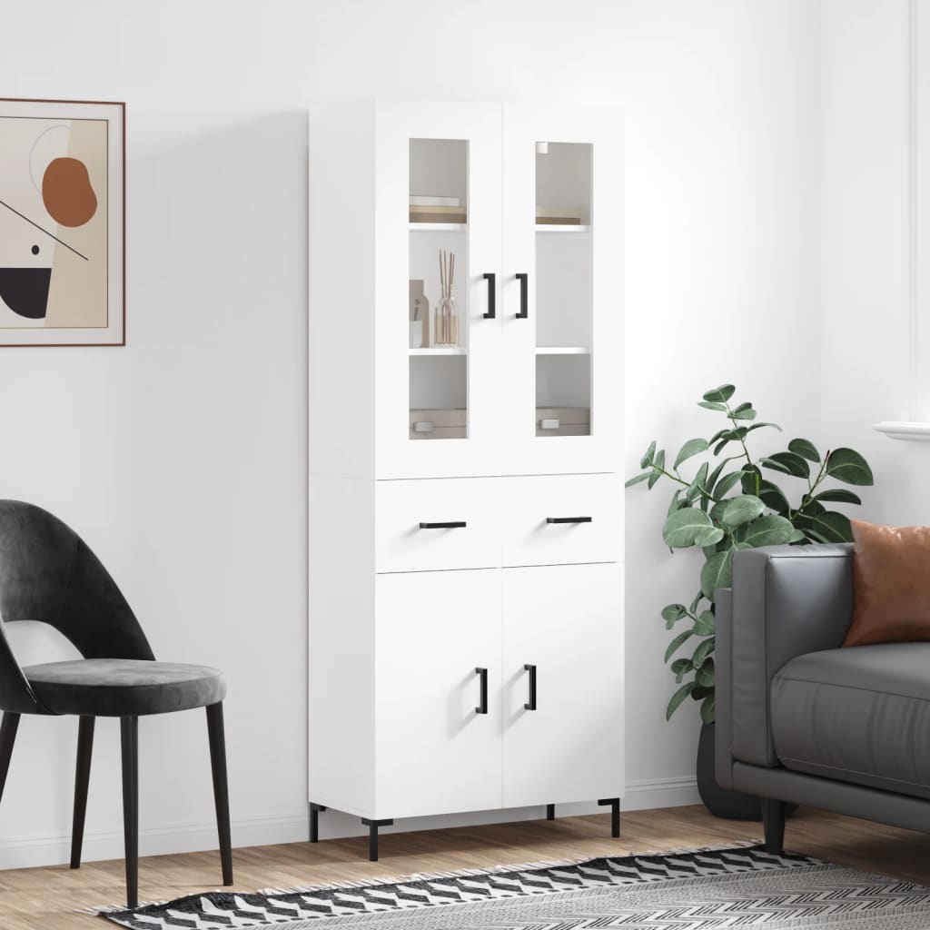 Visoka komoda bijela 69,5x34x180 cm konstruirano drvo