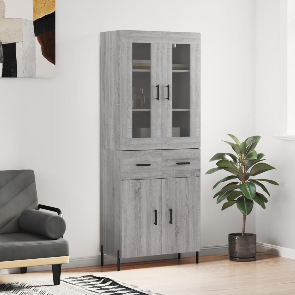 Visoka komoda siva sonome 69,5x34x180 cm od konstruiranog drva