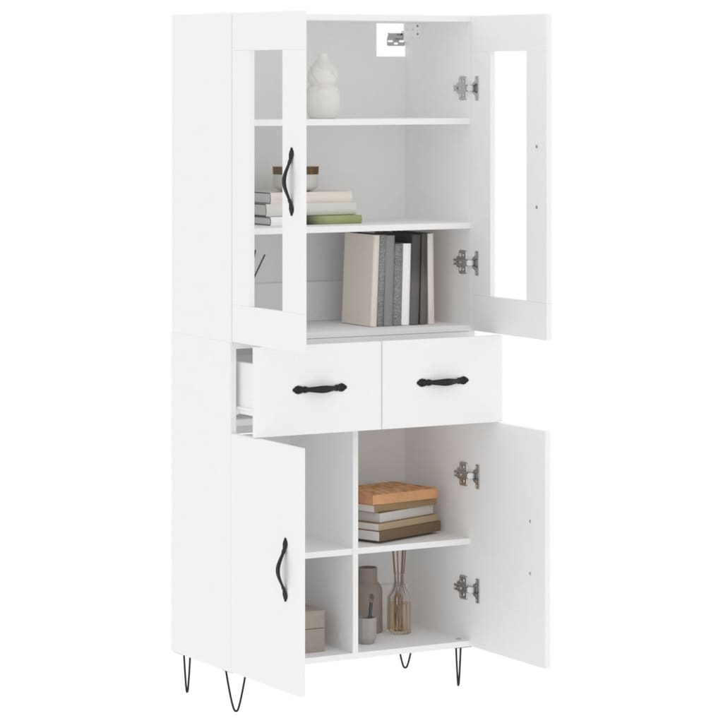 Visoka komoda bijela 69,5x34x180 cm konstruirano drvo