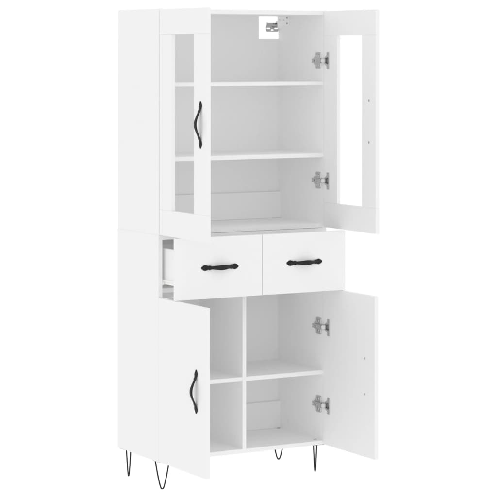 Visoka komoda bijela 69,5x34x180 cm konstruirano drvo