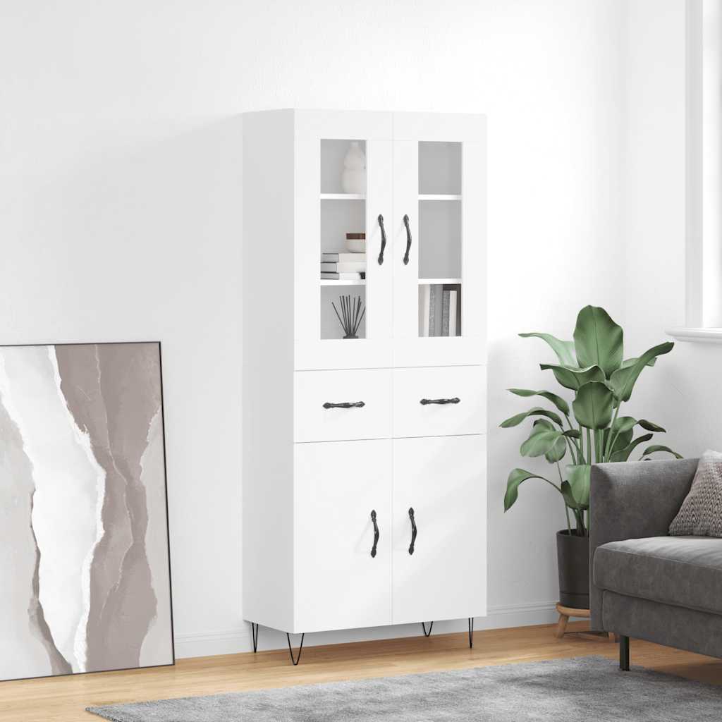 Visoka komoda bijela 69,5x34x180 cm konstruirano drvo