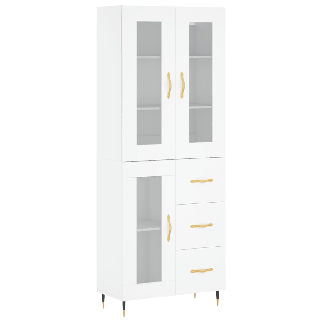 Visoka komoda bijela 69,5x34x180 cm konstruirano drvo