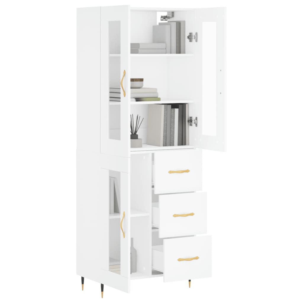 Visoka komoda bijela 69,5x34x180 cm konstruirano drvo
