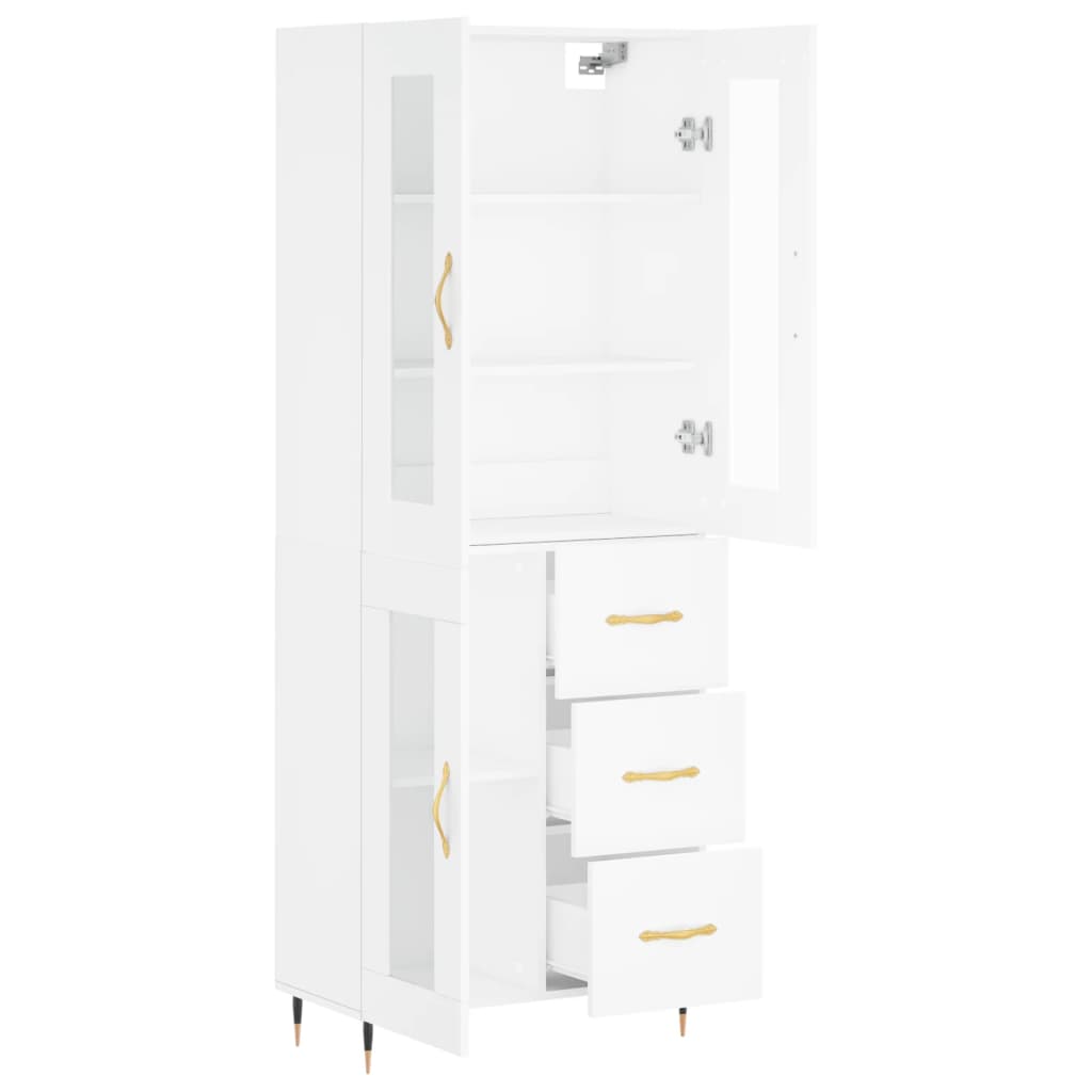 Visoka komoda bijela 69,5x34x180 cm konstruirano drvo