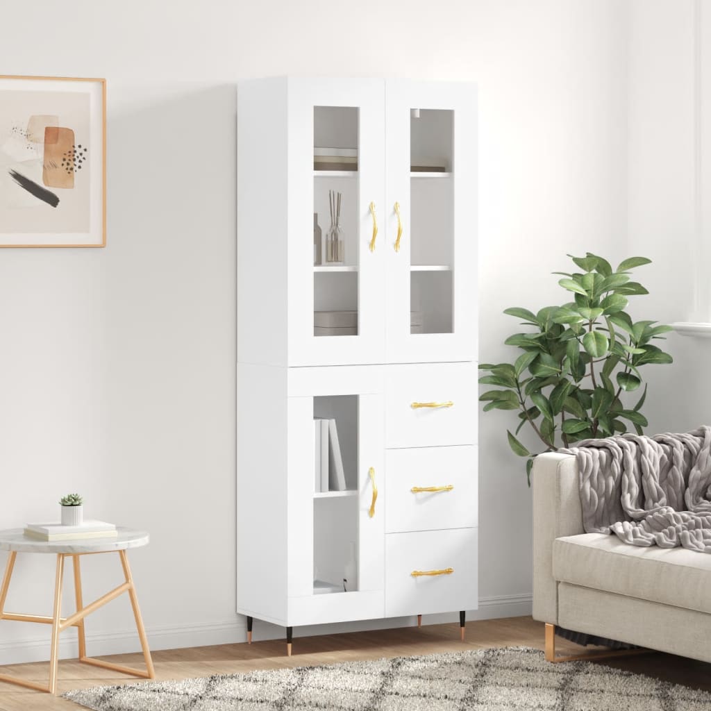 Visoka komoda bijela 69,5x34x180 cm konstruirano drvo
