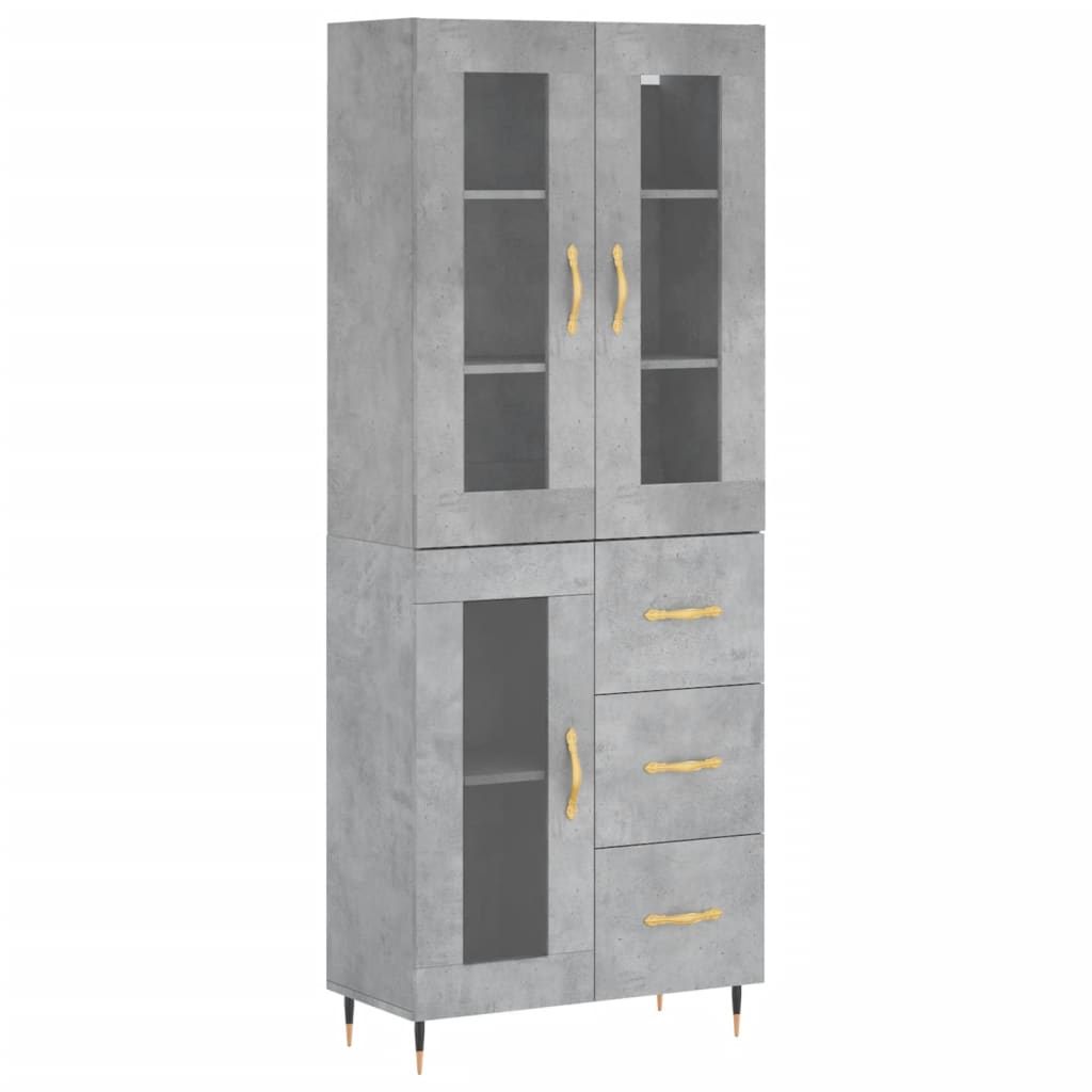 Visoka komoda siva betona 69,5x34x180 cm od konstruiranog drva
