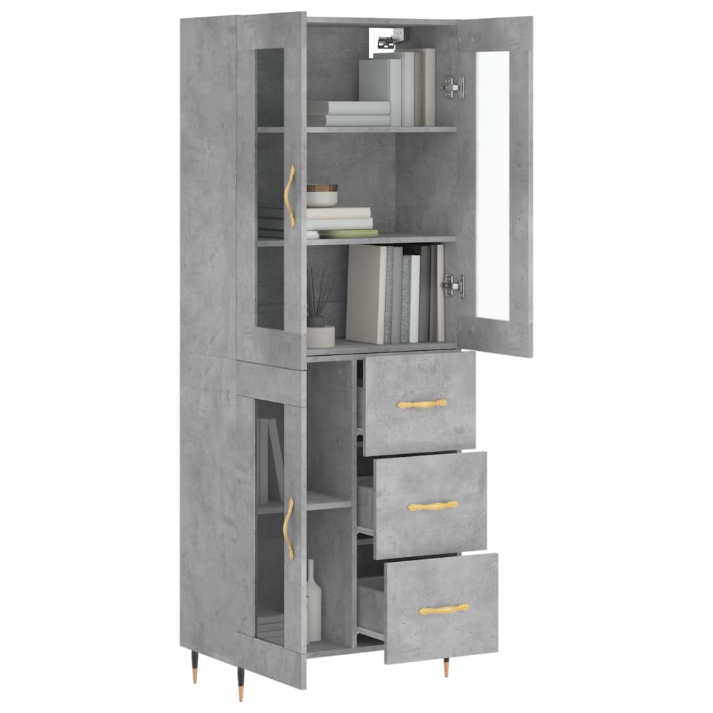 Visoka komoda siva betona 69,5x34x180 cm od konstruiranog drva
