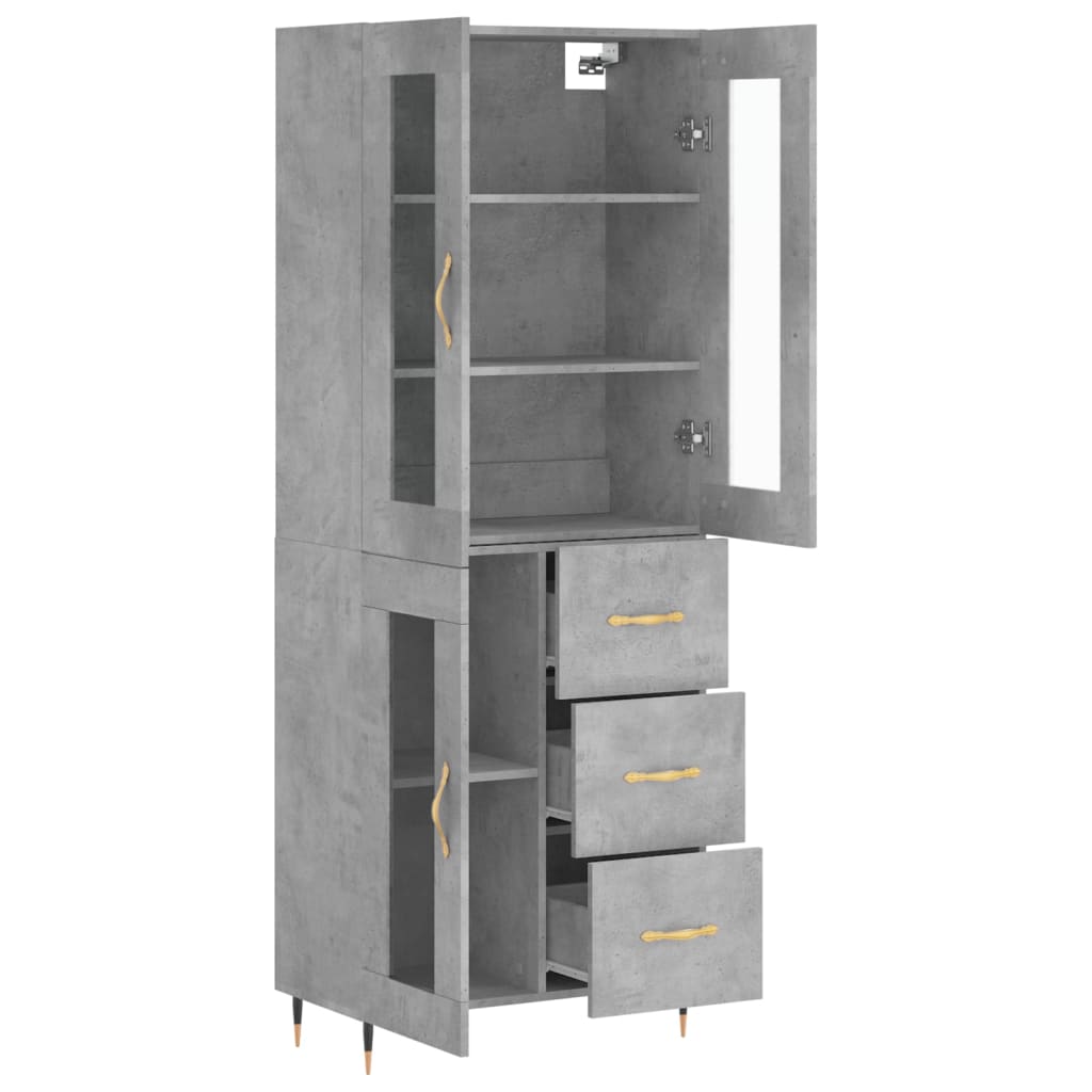 Visoka komoda siva betona 69,5x34x180 cm od konstruiranog drva