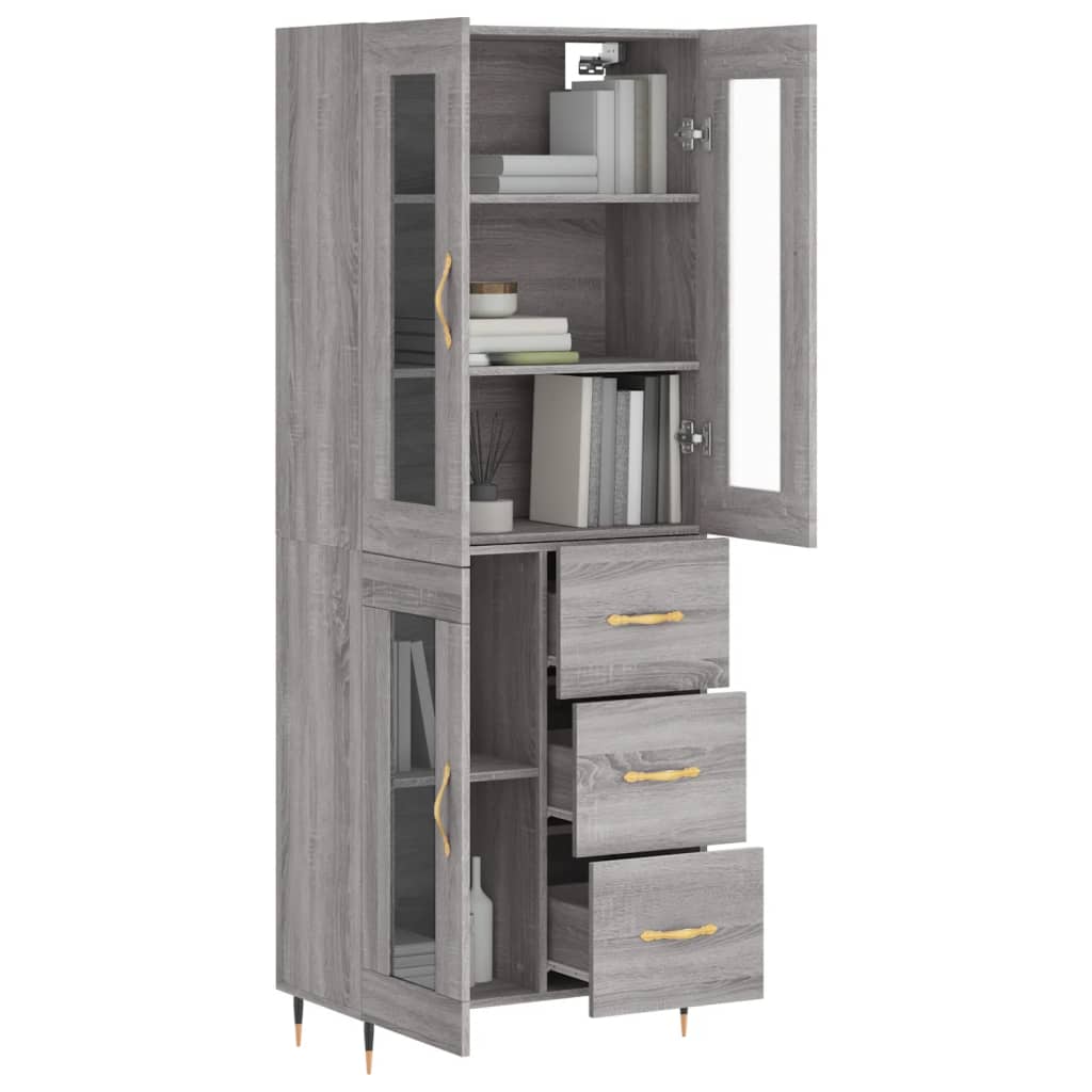 Visoka komoda siva sonome 69,5x34x180 cm od konstruiranog drva