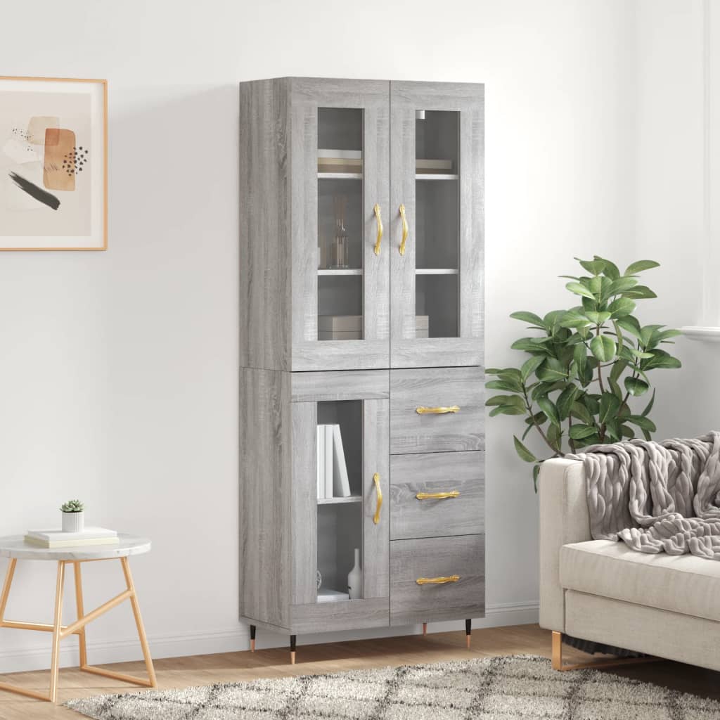 Visoka komoda siva sonome 69,5x34x180 cm od konstruiranog drva