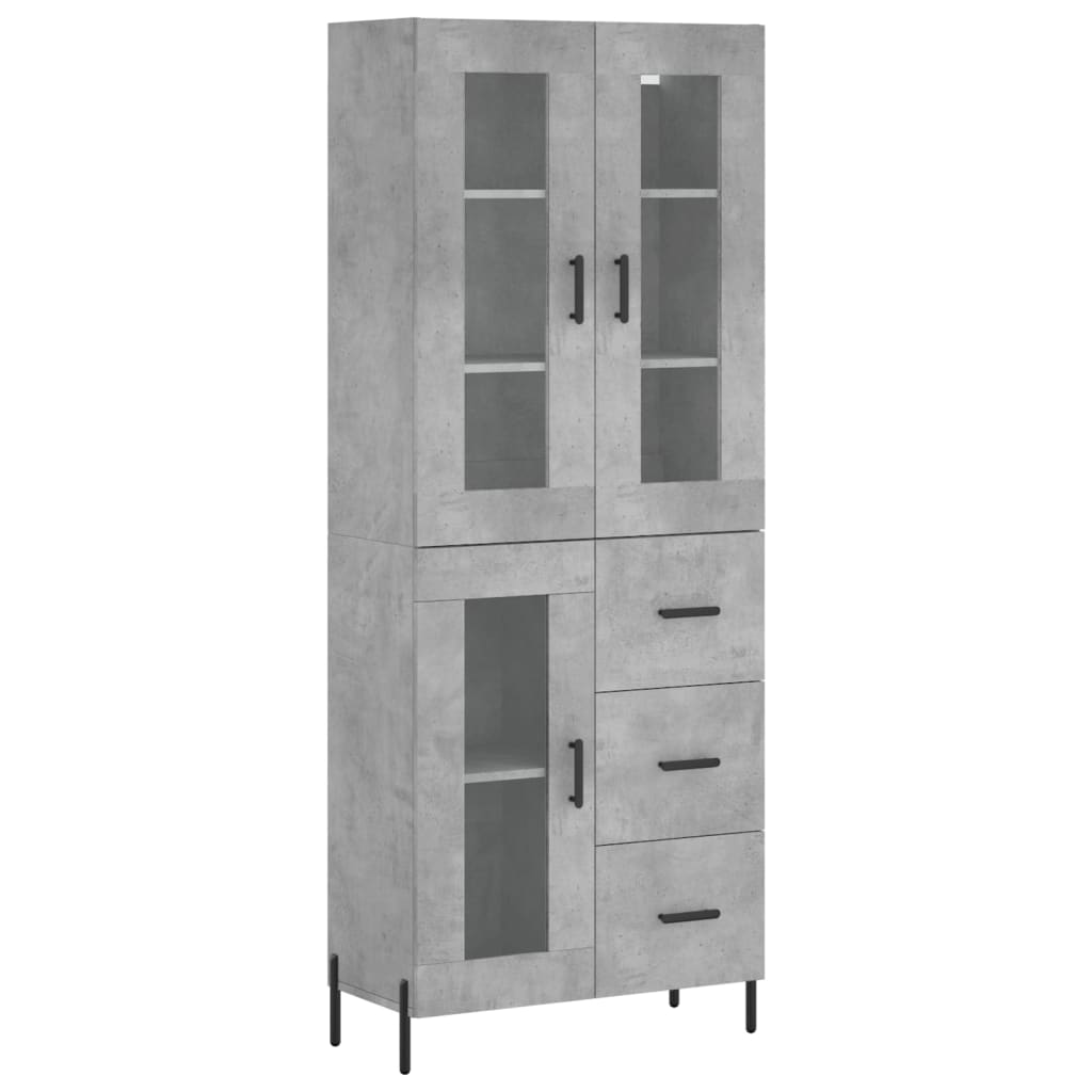 Visoka komoda siva betona 69,5x34x180 cm od konstruiranog drva