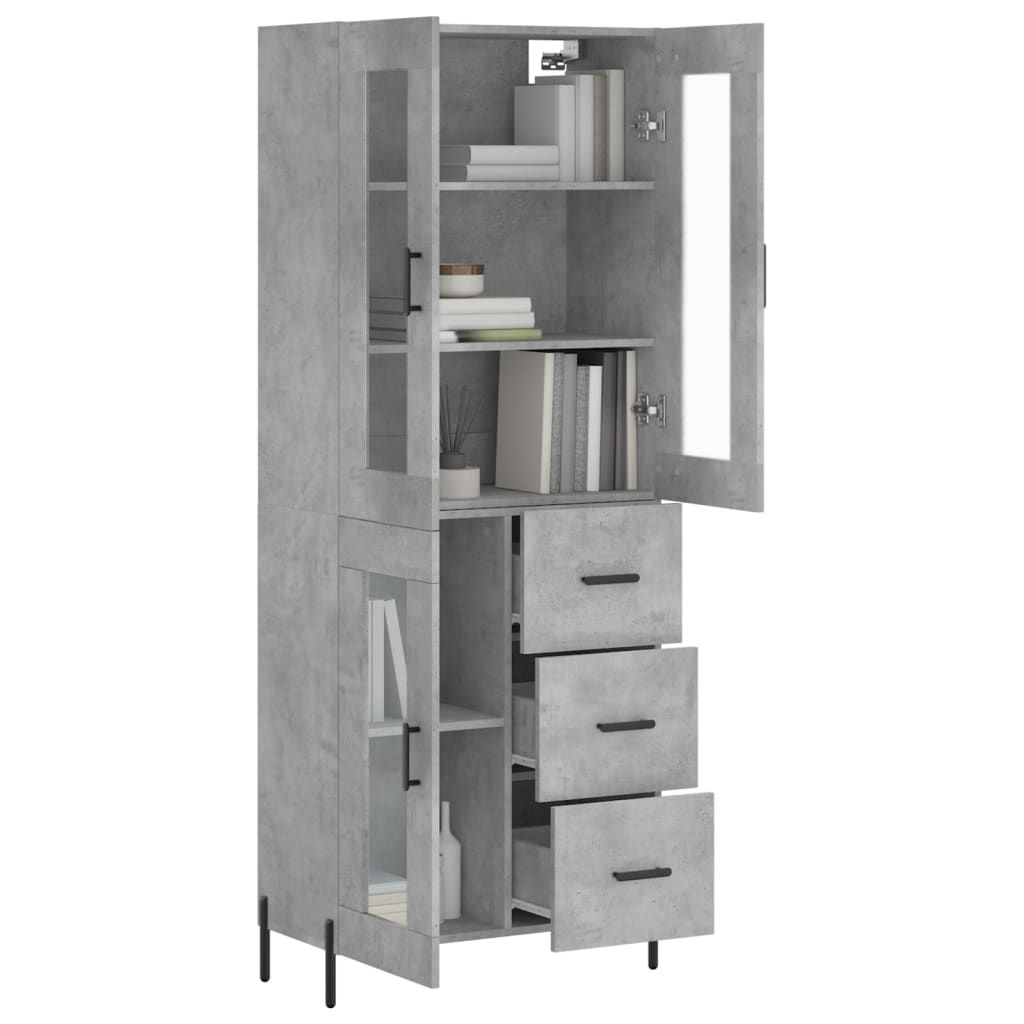 Visoka komoda siva betona 69,5x34x180 cm od konstruiranog drva