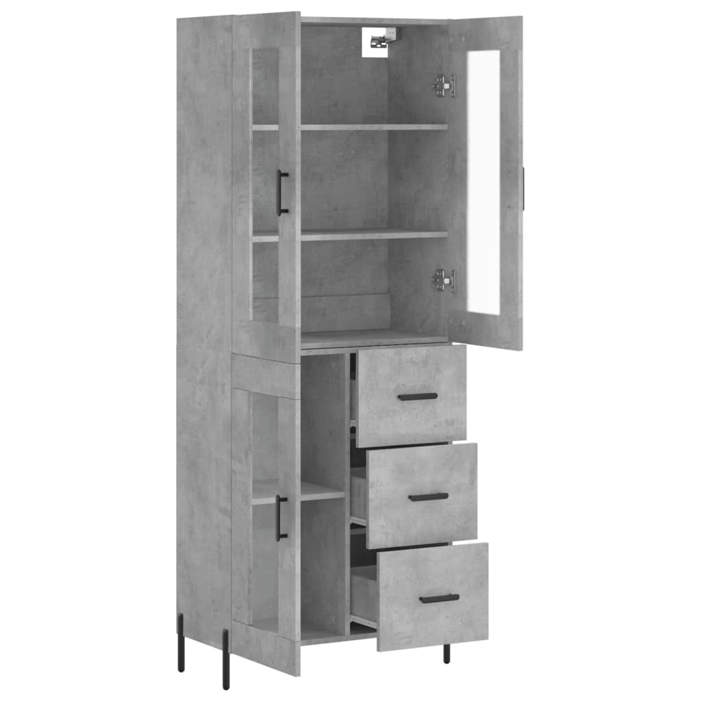 Visoka komoda siva betona 69,5x34x180 cm od konstruiranog drva
