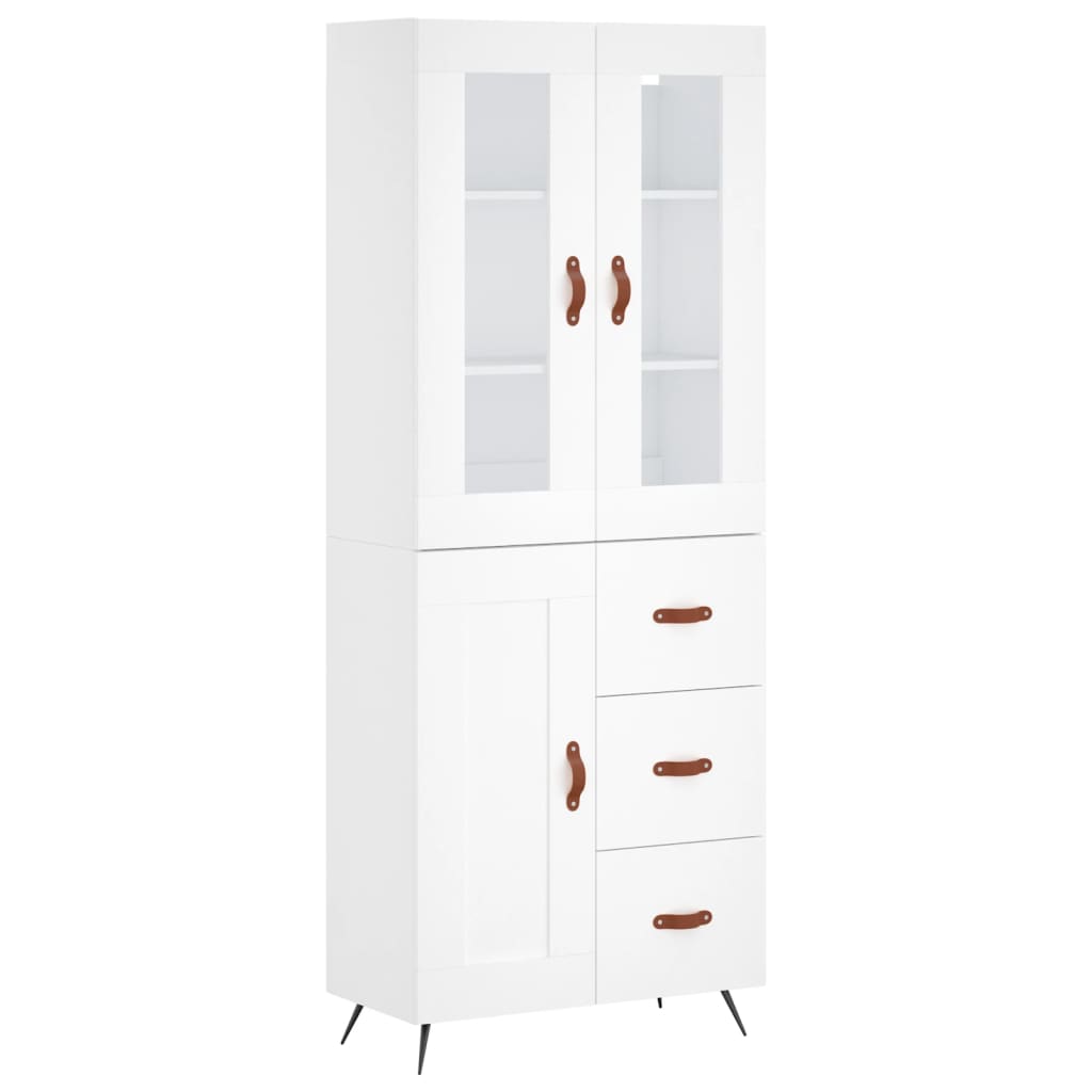 Visoka komoda bijela 69,5x34x180 cm konstruirano drvo
