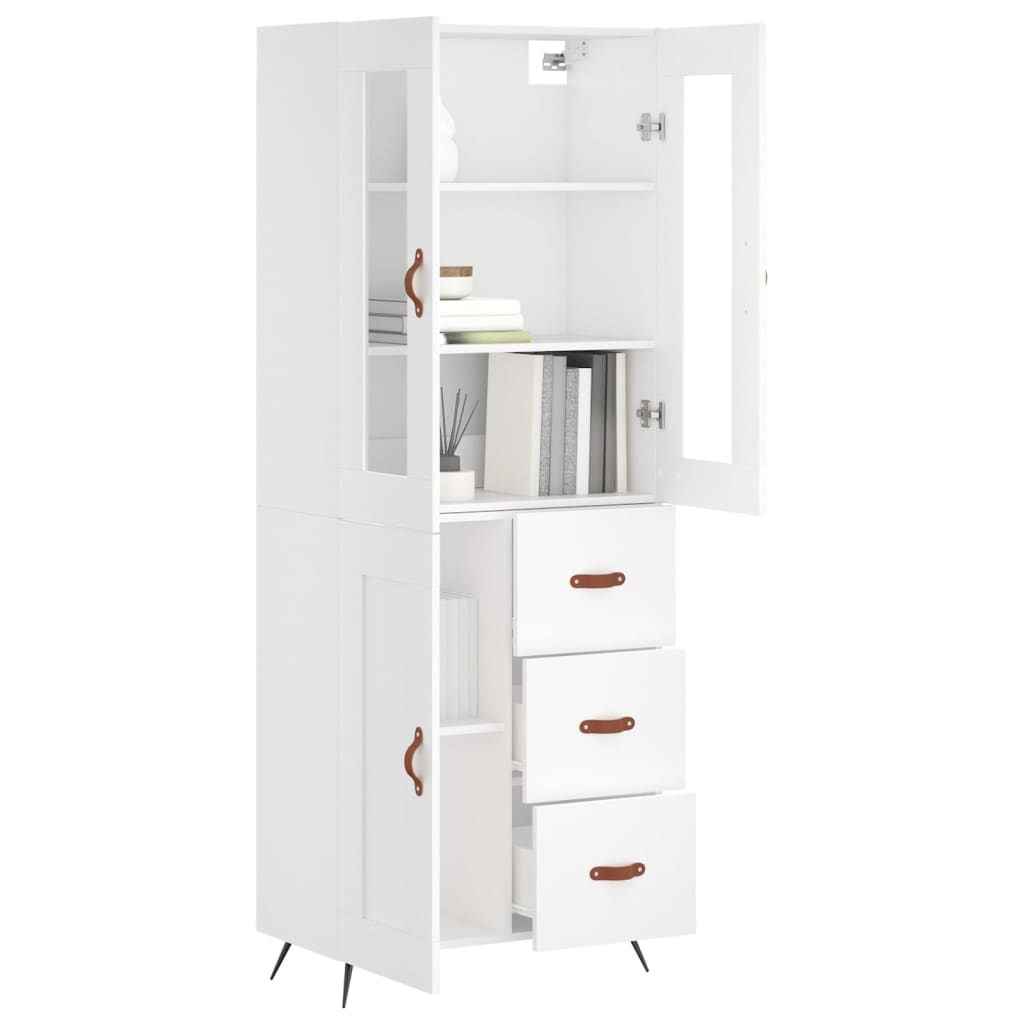Visoka komoda bijela 69,5x34x180 cm konstruirano drvo