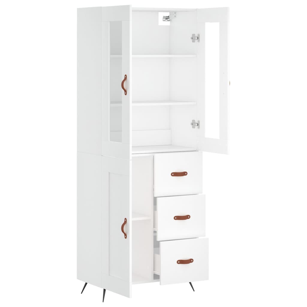 Visoka komoda bijela 69,5x34x180 cm konstruirano drvo