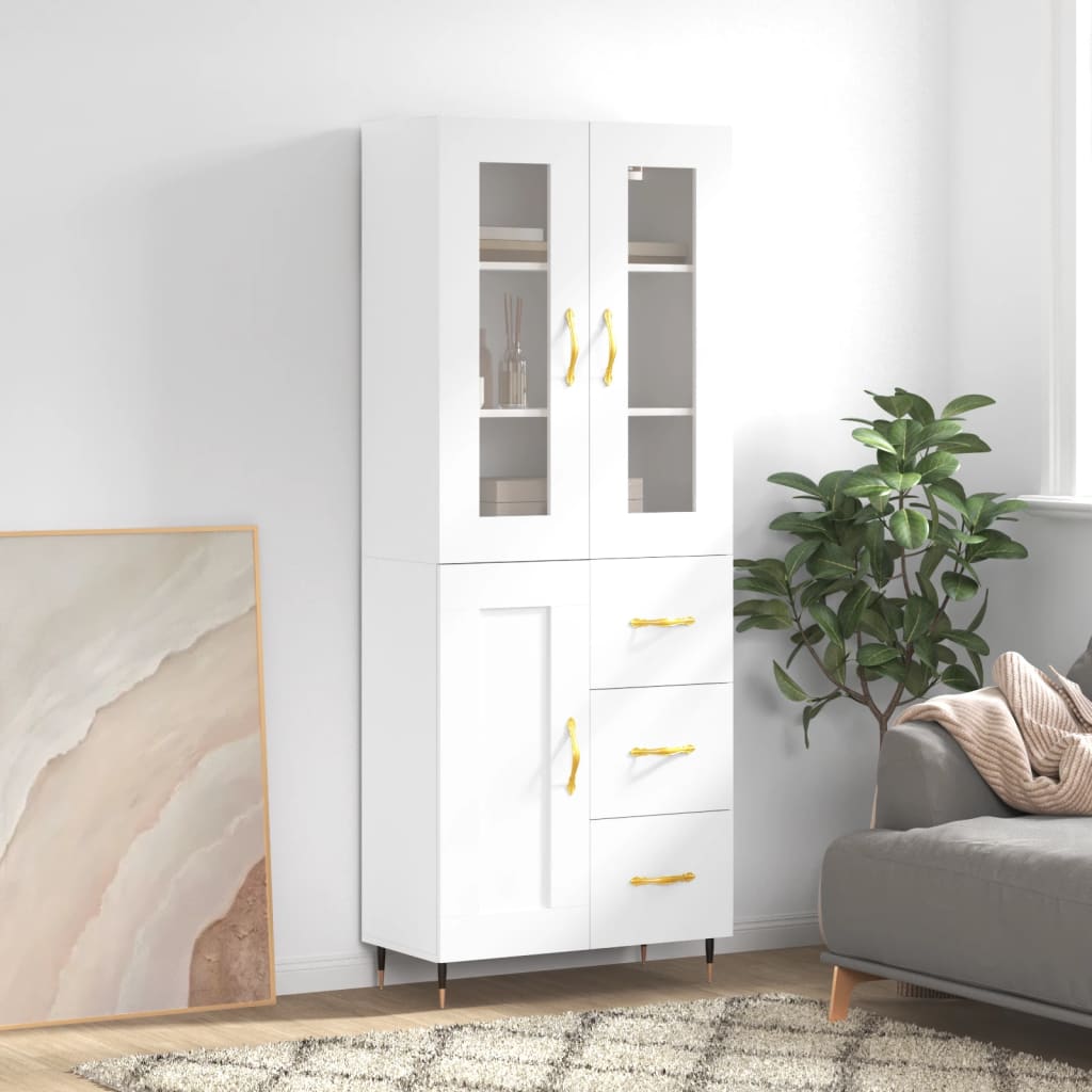 Visoka komoda bijela 69,5x34x180 cm konstruirano drvo