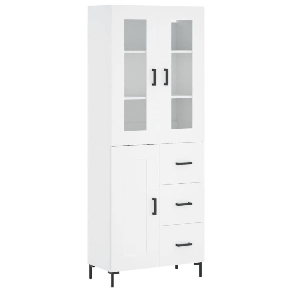 Visoka komoda bijela 69,5x34x180 cm konstruirano drvo