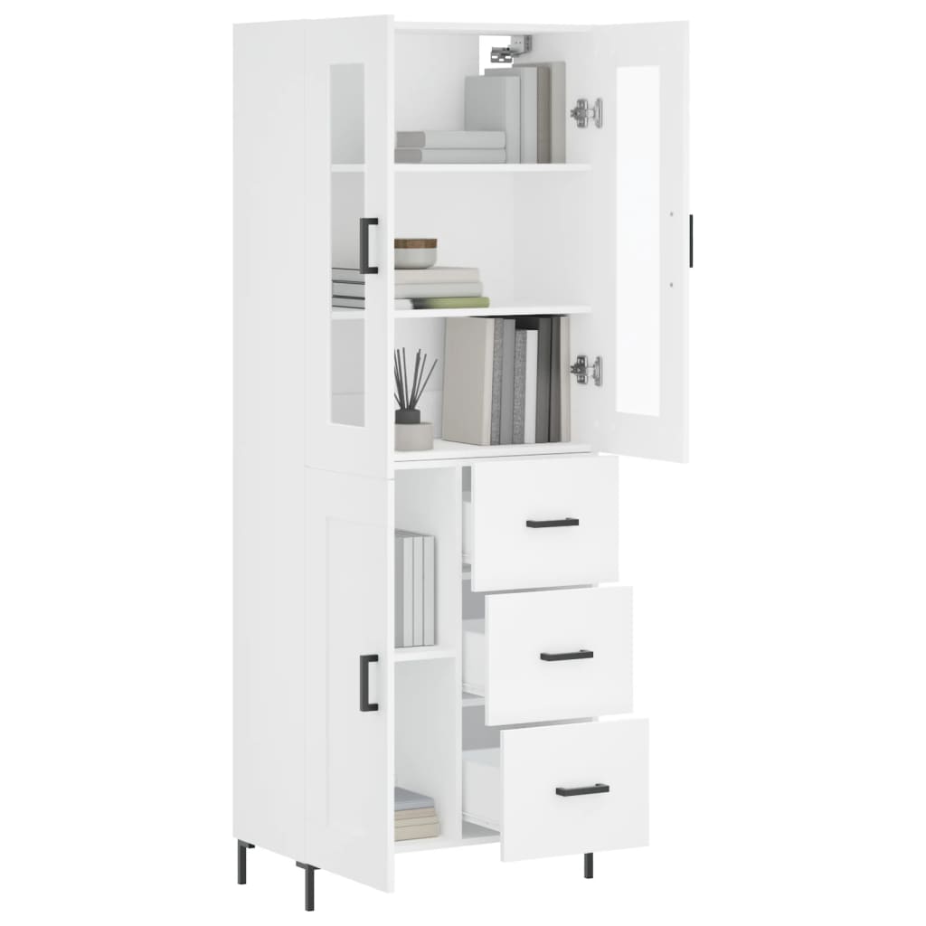 Visoka komoda bijela 69,5x34x180 cm konstruirano drvo