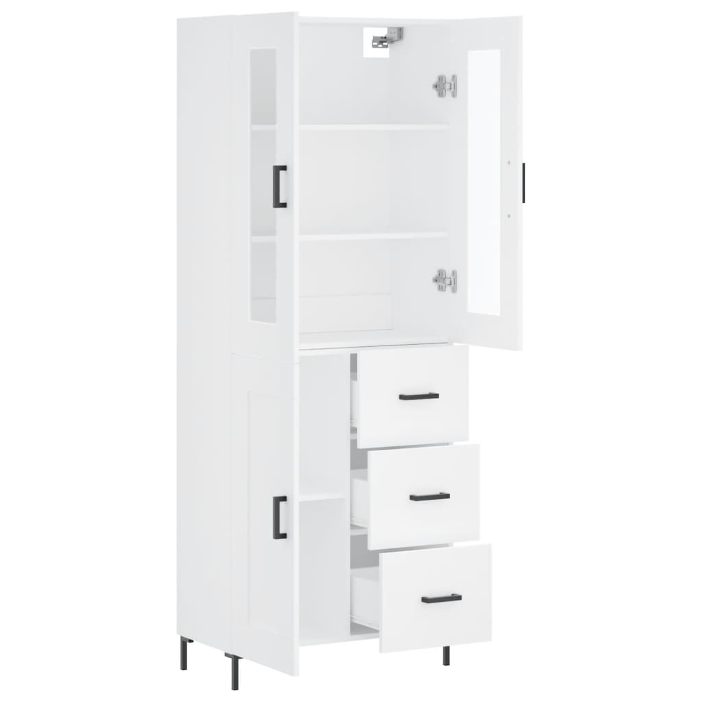 Visoka komoda bijela 69,5x34x180 cm konstruirano drvo