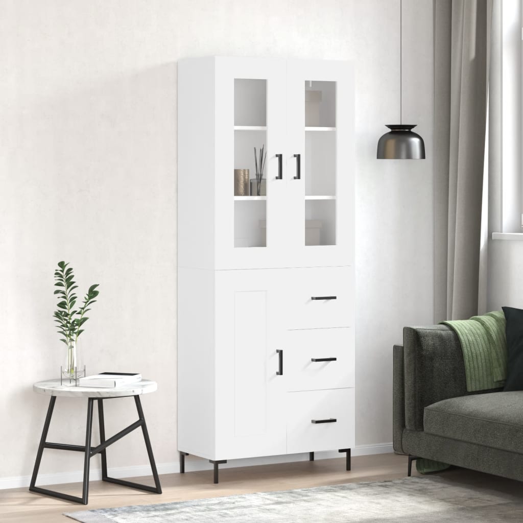 Visoka komoda bijela 69,5x34x180 cm konstruirano drvo
