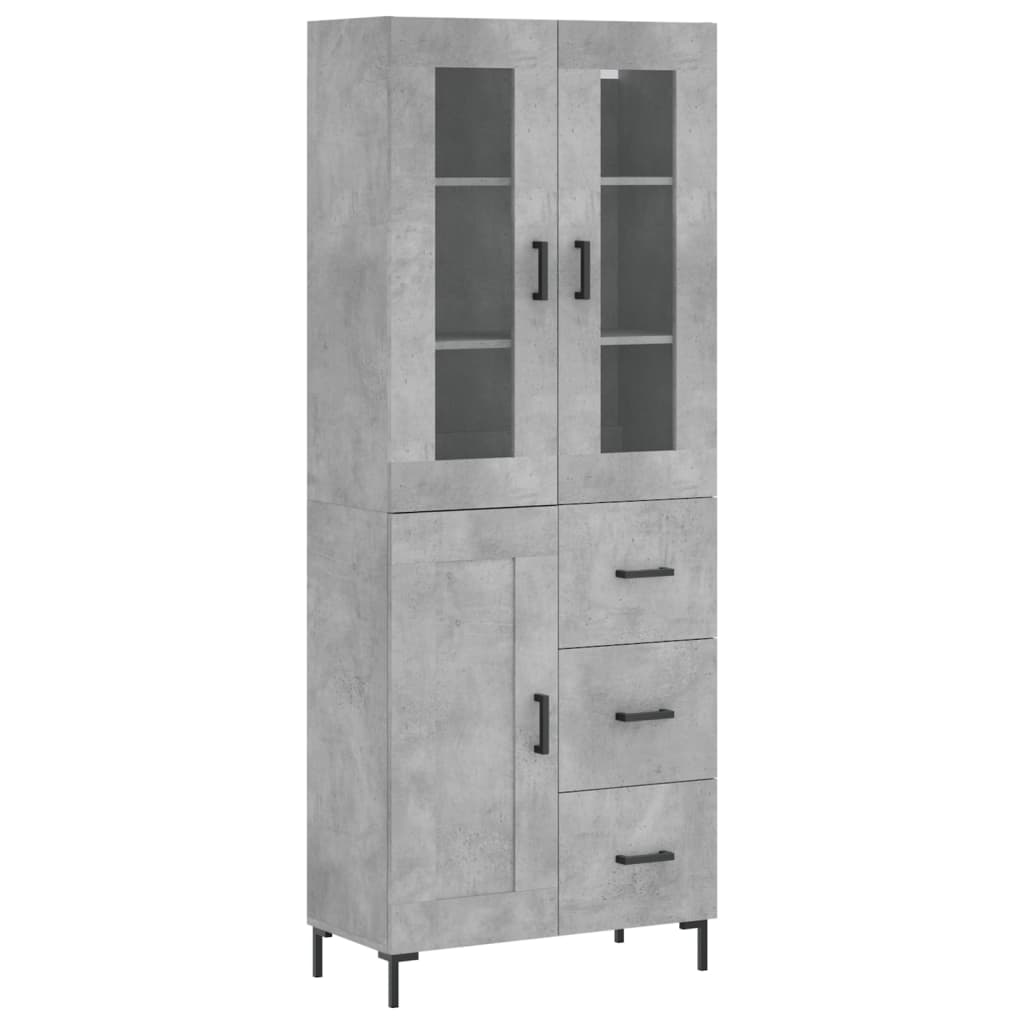 Visoka komoda siva betona 69,5x34x180 cm od konstruiranog drva