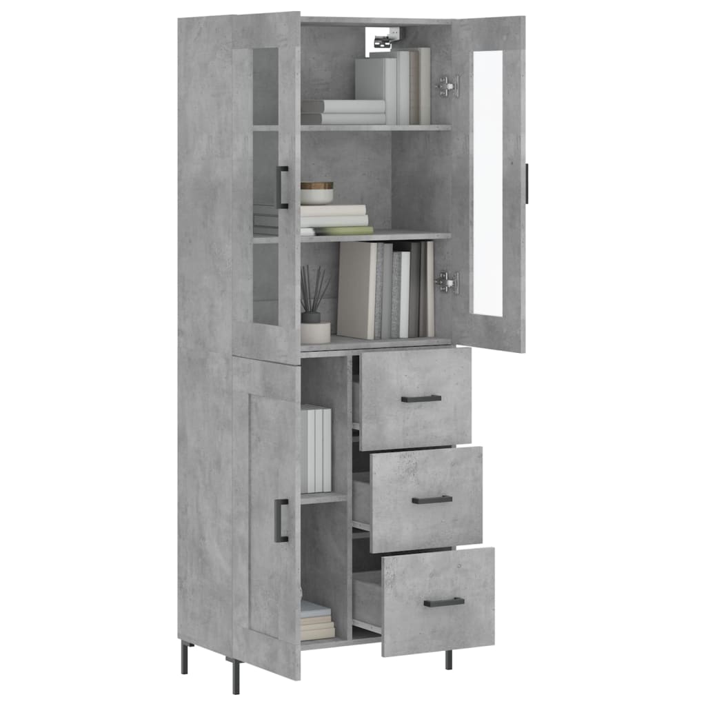 Visoka komoda siva betona 69,5x34x180 cm od konstruiranog drva