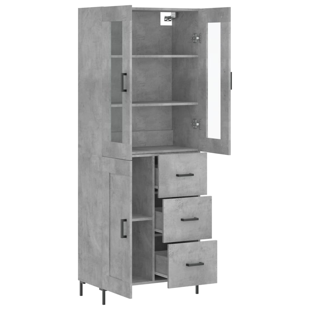 Visoka komoda siva betona 69,5x34x180 cm od konstruiranog drva