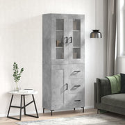 Visoka komoda siva betona 69,5x34x180 cm od konstruiranog drva