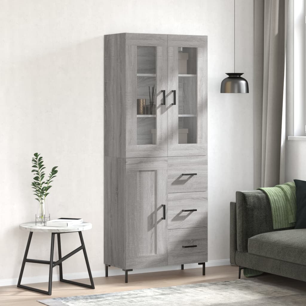 Visoka komoda siva sonome 69,5x34x180 cm od konstruiranog drva