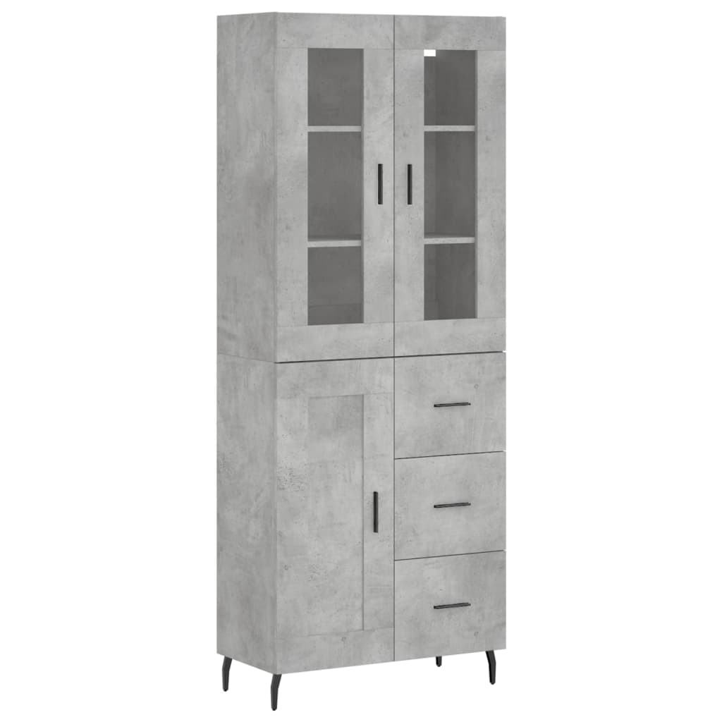 Visoka komoda siva betona 69,5x34x180 cm od konstruiranog drva
