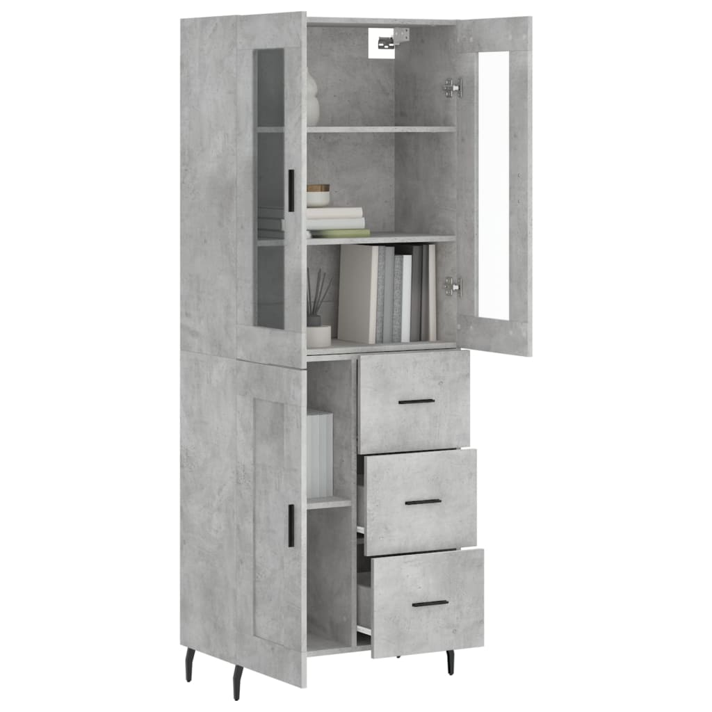Visoka komoda siva betona 69,5x34x180 cm od konstruiranog drva