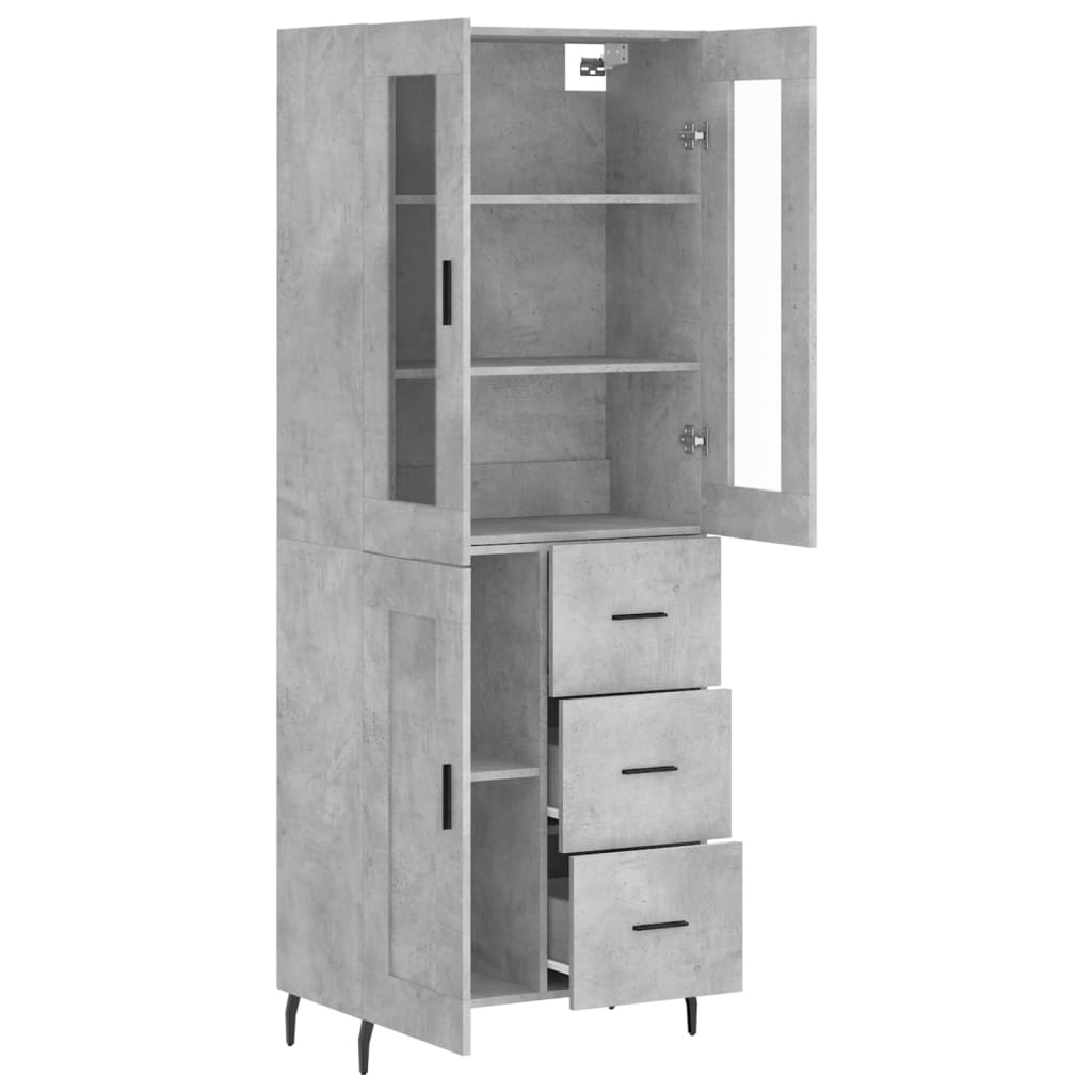 Visoka komoda siva betona 69,5x34x180 cm od konstruiranog drva