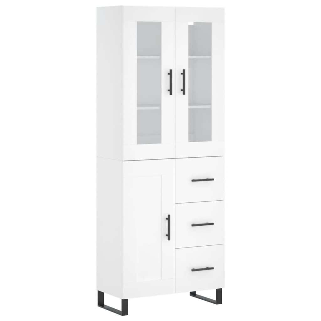Visoka komoda bijela 69,5x34x180 cm konstruirano drvo