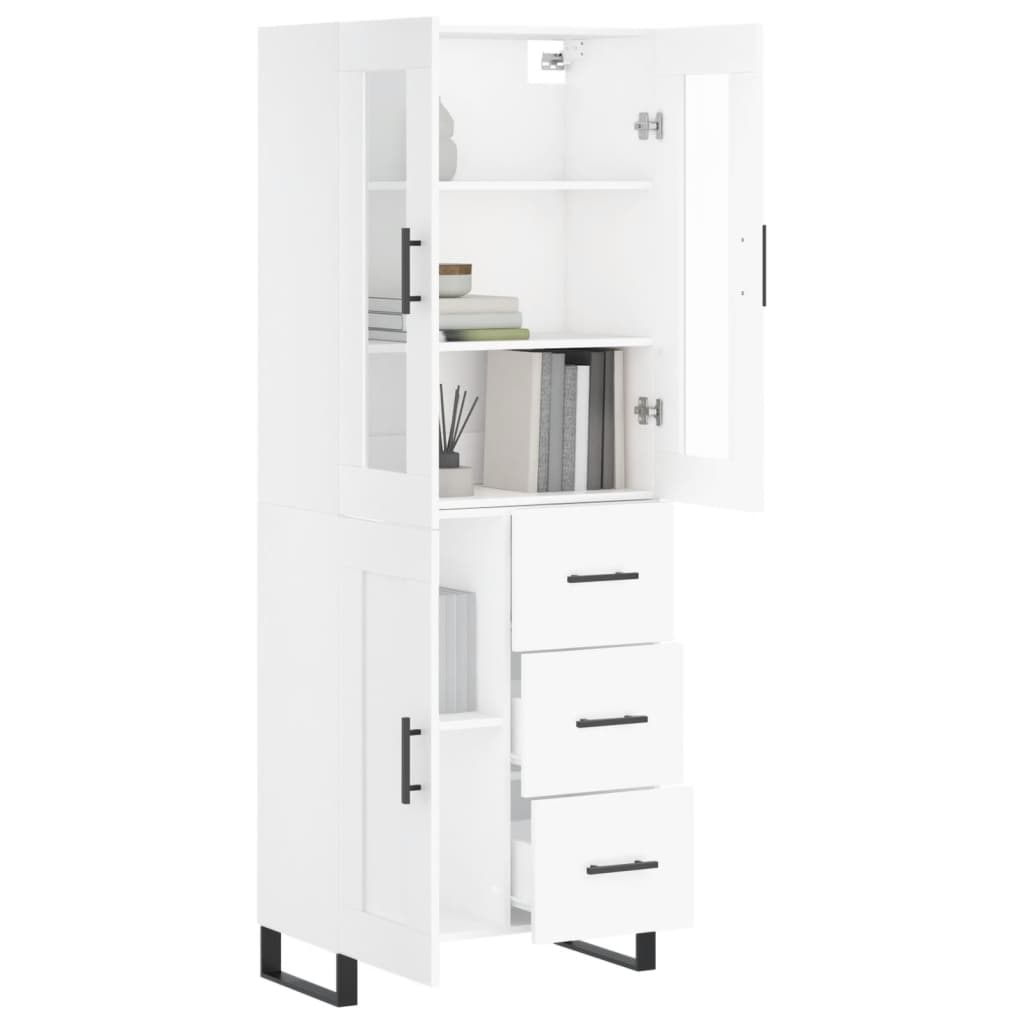 Visoka komoda bijela 69,5x34x180 cm konstruirano drvo