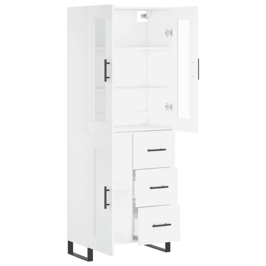 Visoka komoda bijela 69,5x34x180 cm konstruirano drvo