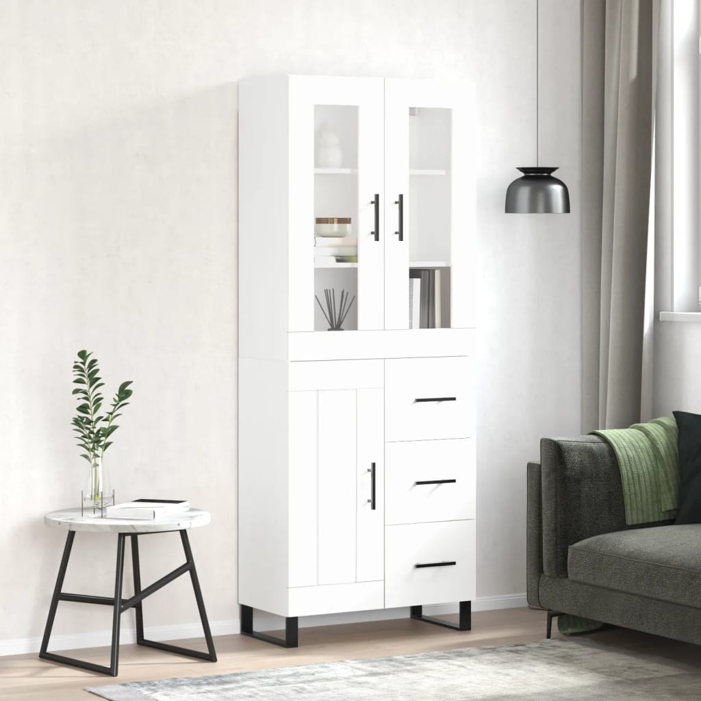 Visoka komoda bijela 69,5x34x180 cm konstruirano drvo