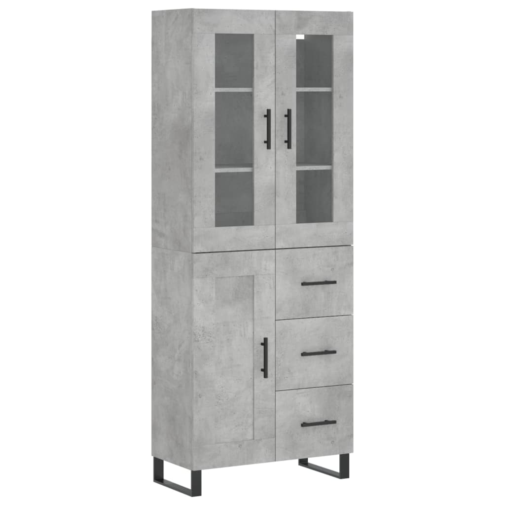 Visoka komoda siva betona 69,5x34x180 cm od konstruiranog drva