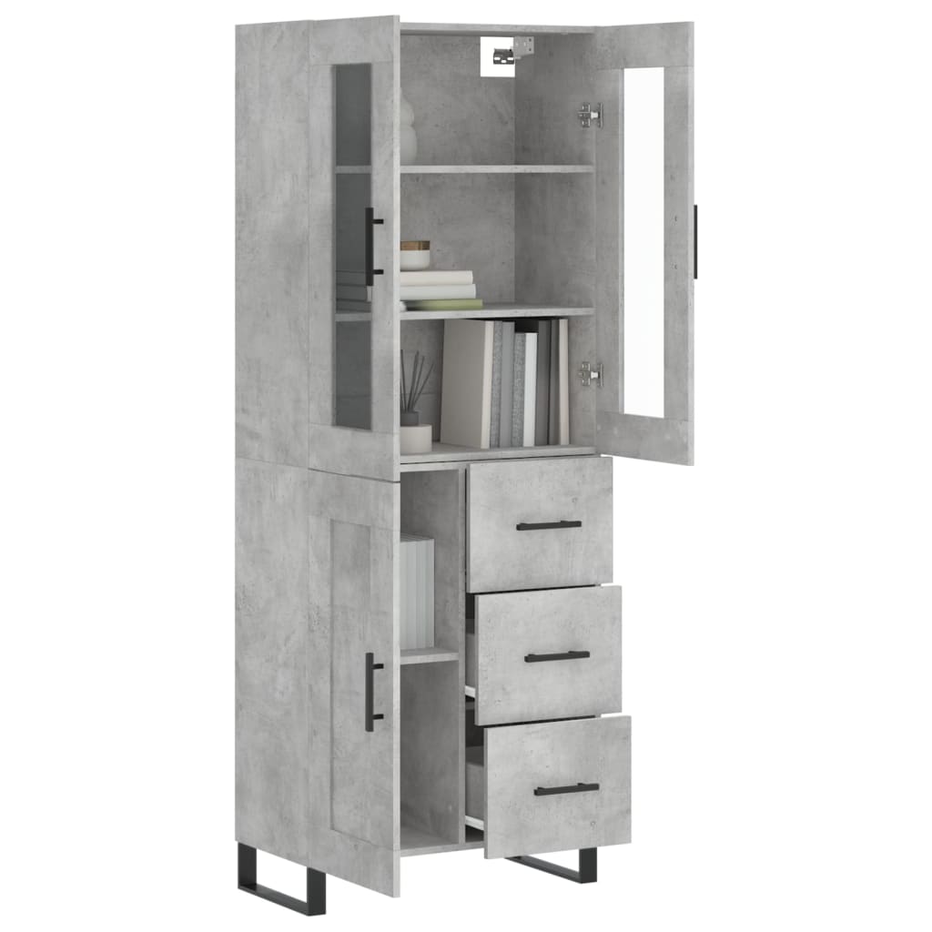 Visoka komoda siva betona 69,5x34x180 cm od konstruiranog drva
