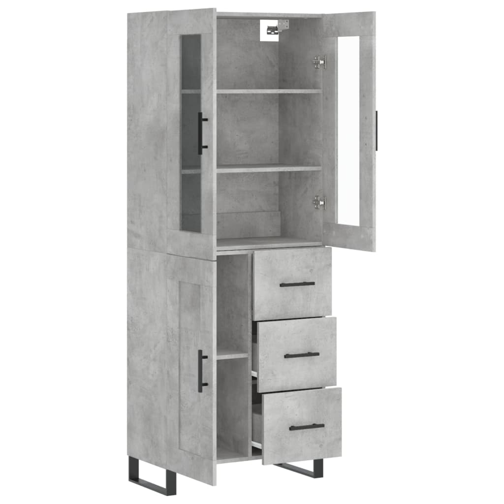 Visoka komoda siva betona 69,5x34x180 cm od konstruiranog drva