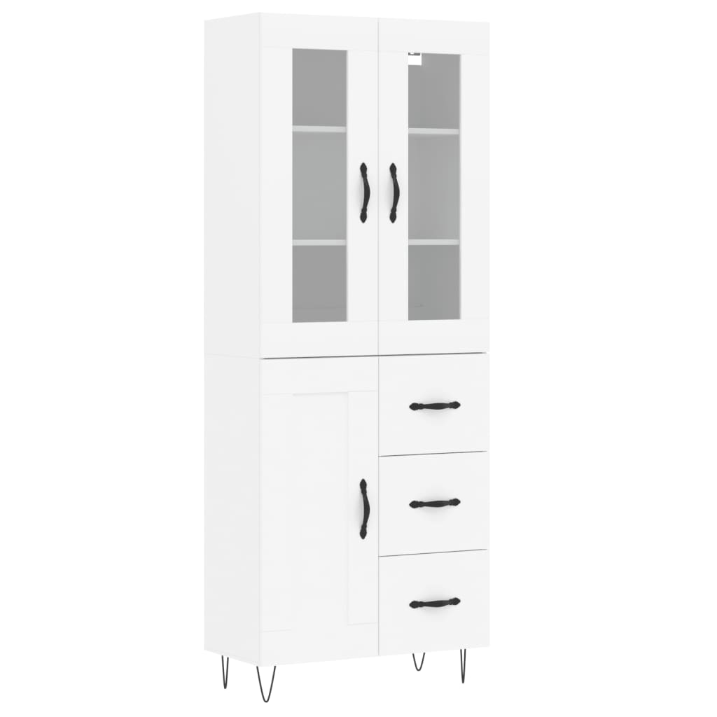 Visoka komoda bijela 69,5x34x180 cm konstruirano drvo