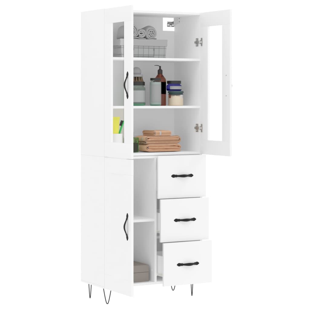 Visoka komoda bijela 69,5x34x180 cm konstruirano drvo